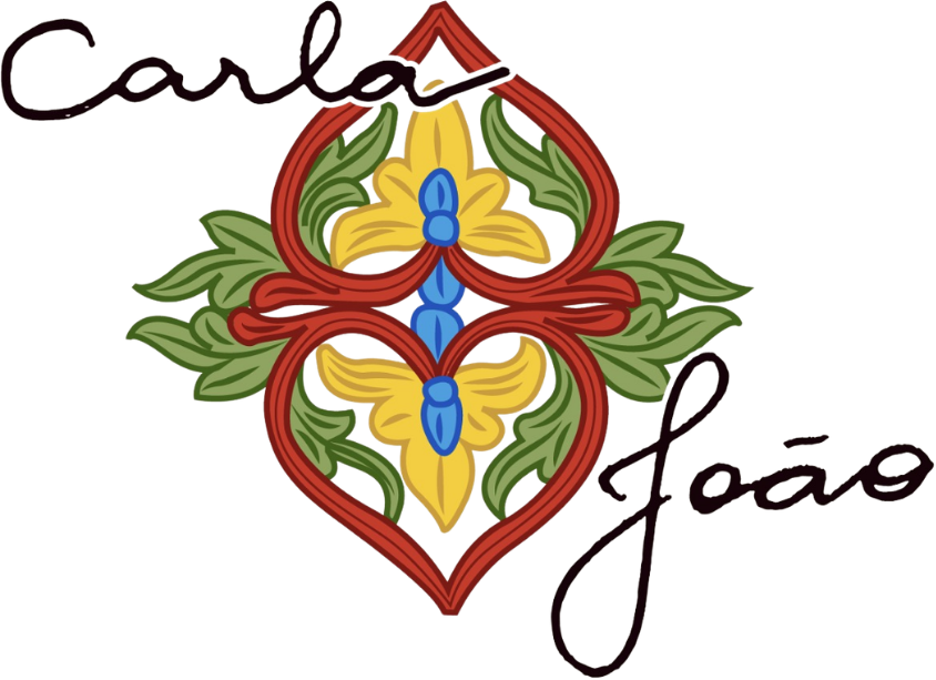 Brasão floral com os nomes Carla e João